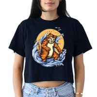 Catzilla Great Wave Women's Crop Top Tee