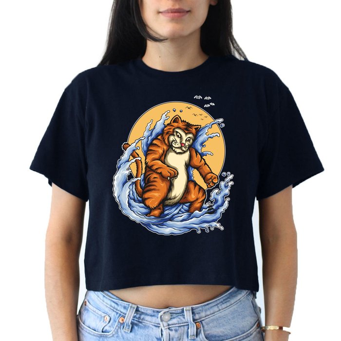 Catzilla Great Wave Women's Crop Top Tee