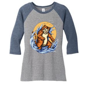 Catzilla Great Wave Women's Tri-Blend 3/4-Sleeve Raglan Shirt