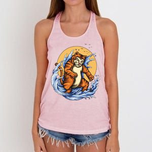 Catzilla Great Wave Women's Knotted Racerback Tank