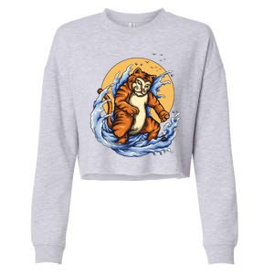 Catzilla Great Wave Cropped Pullover Crew