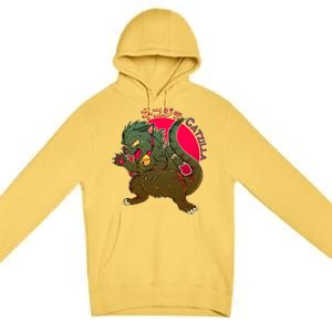 Catzilla Japanese Monster Movie Premium Pullover Hoodie