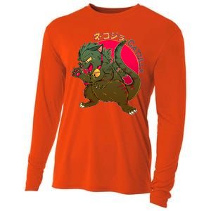 Catzilla Japanese Monster Movie Cooling Performance Long Sleeve Crew