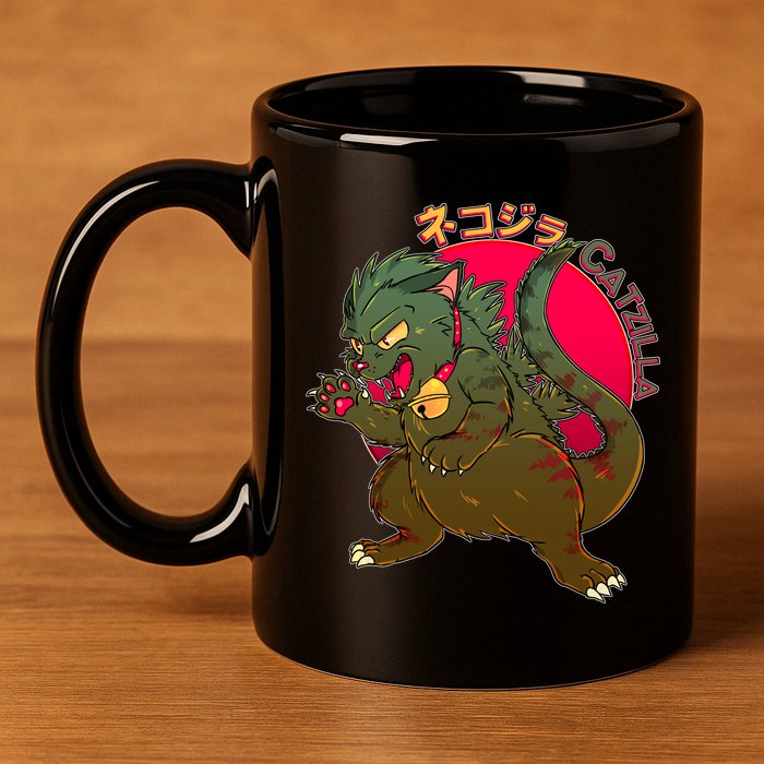 Catzilla Japanese Monster Movie 11oz C Handle Ceramic Mug