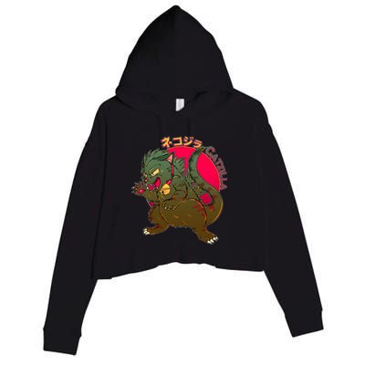 Catzilla Japanese Monster Movie Crop Fleece Hoodie