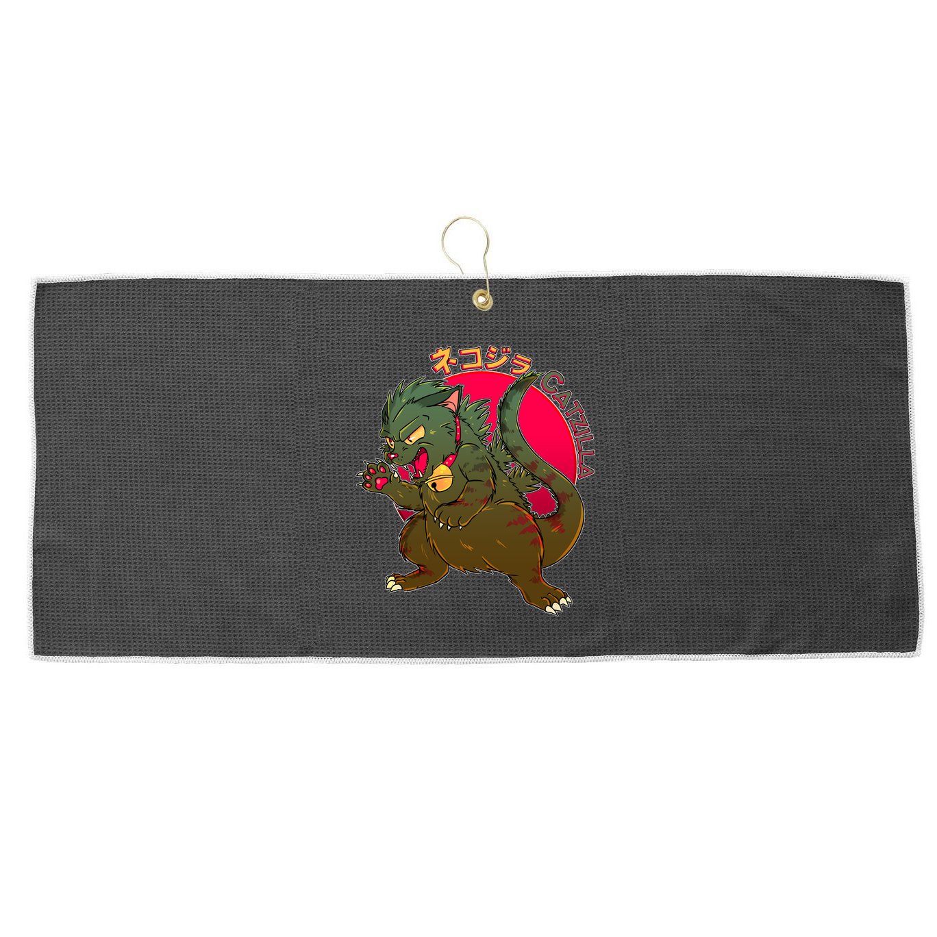 Catzilla Japanese Monster Movie Large Microfiber Waffle Golf Towel