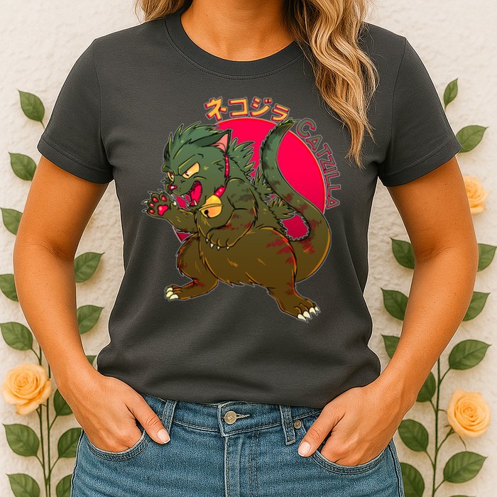 Catzilla Japanese Monster Movie Womens T-Shirt
