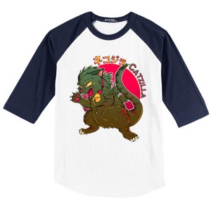 Catzilla Japanese Monster Movie Baseball Sleeve Shirt