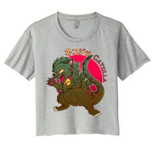 Catzilla Japanese Monster Movie Women's Crop Top Tee