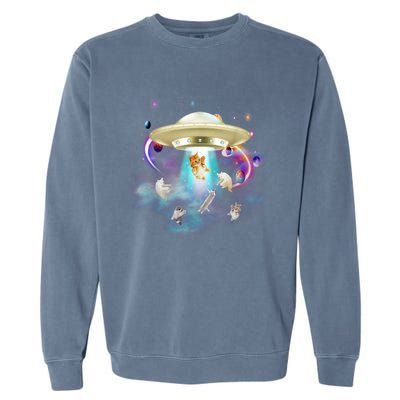 CAT ALIEN UFO Shirt For Women Cat Lover Funny Garment-Dyed Sweatshirt