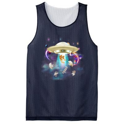 CAT ALIEN UFO Shirt For Women Cat Lover Funny Mesh Reversible Basketball Jersey Tank