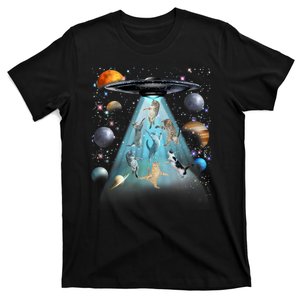 Cat Alien Ufo Space Cat Galaxy Cat Funny For Cat Dad Cat Mom Cat Lover T-Shirt