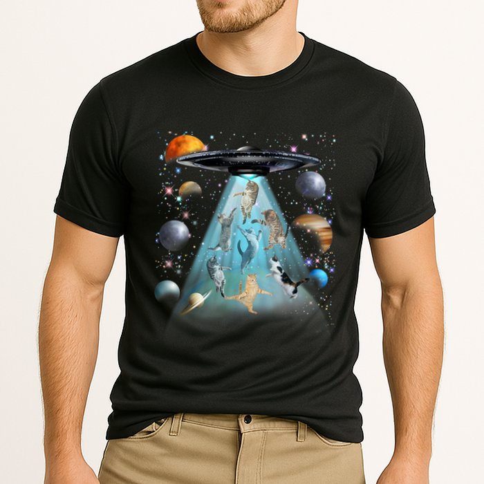 Cat Alien Ufo Gifts Space Cat Galaxy Cat Funny For Cat Dad Cat Mom Cat Lover Cooling Performance Crew T-Shirt