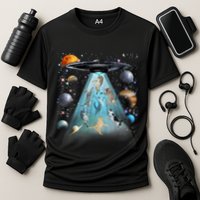 Cat Alien Ufo Gifts Space Cat Galaxy Cat Funny For Cat Dad Cat Mom Cat Lover Cooling Performance Crew T-Shirt