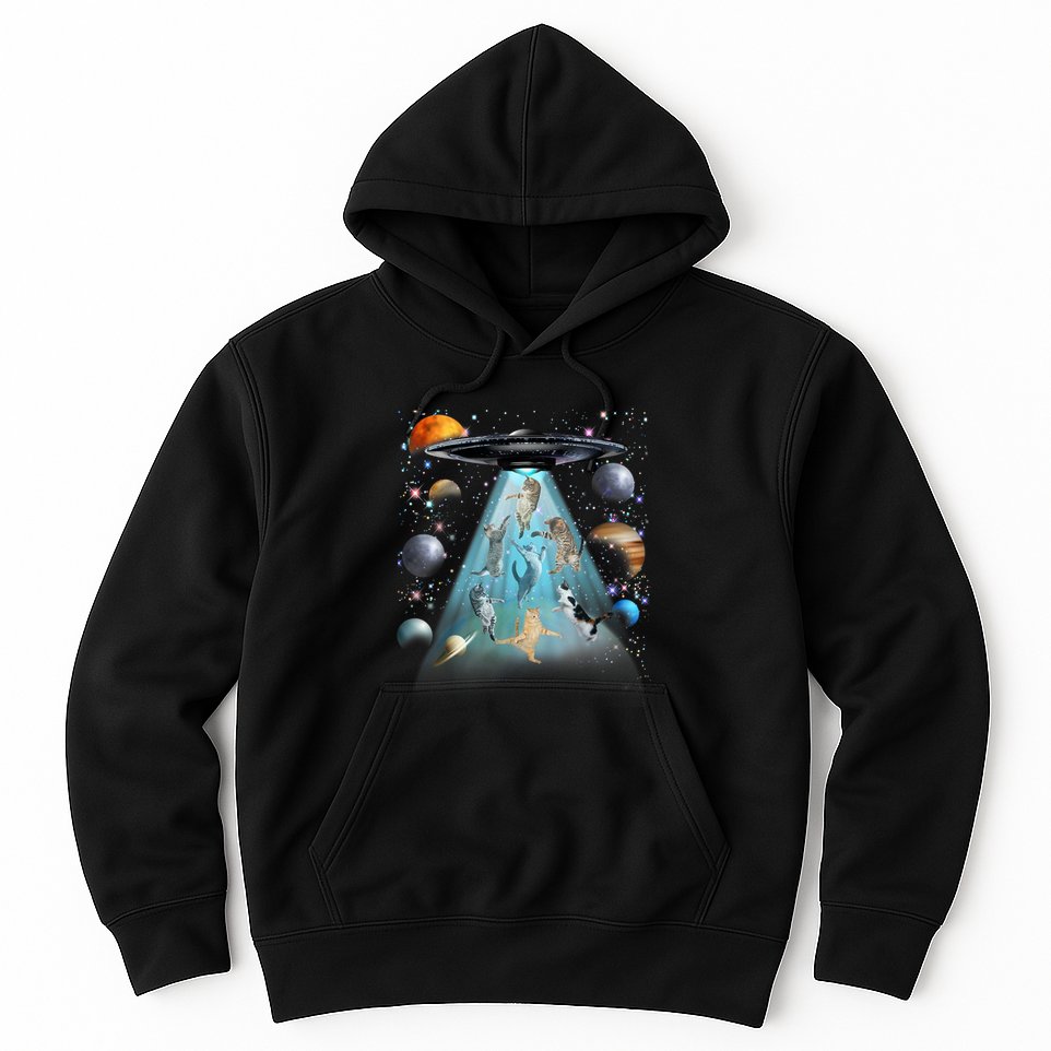Cat Alien Ufo Gifts Space Cat Galaxy Cat Funny For Cat Dad Cat Mom Cat Lover Hoodie