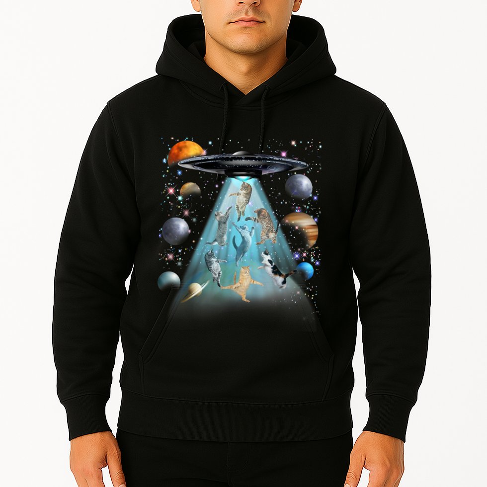 Cat Alien Ufo Gifts Space Cat Galaxy Cat Funny For Cat Dad Cat Mom Cat Lover Hoodie