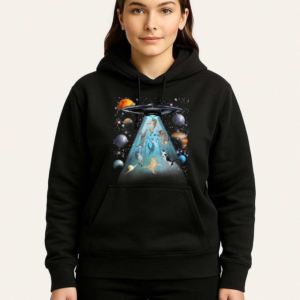 Cat Alien Ufo Gifts Space Cat Galaxy Cat Funny For Cat Dad Cat Mom Cat Lover Hoodie
