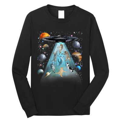 Cat Alien Ufo Gifts Space Cat Galaxy Cat Funny For Cat Dad Cat Mom Cat Lover Long Sleeve Shirt