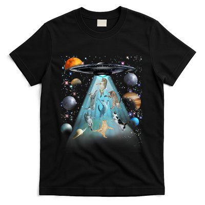 Cat Alien Ufo Gifts Space Cat Galaxy Cat Funny For Cat Dad Cat Mom Cat Lover T-Shirt