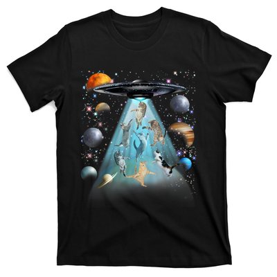 Cat Alien Ufo Gifts Space Cat Galaxy Cat Funny For Cat Dad Cat Mom Cat Lover T-Shirt