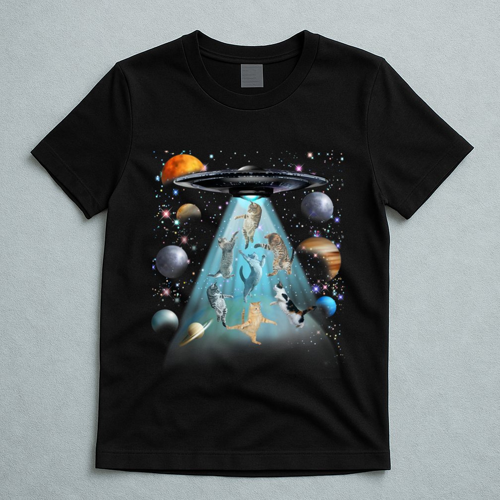 Cat Alien Ufo Gifts Space Cat Galaxy Cat Funny For Cat Dad Cat Mom Cat Lover T-Shirt