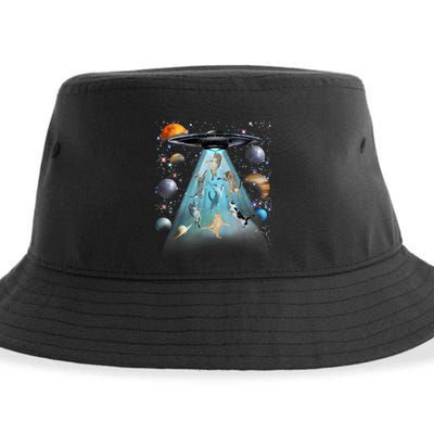 Cat Alien Ufo Gifts Space Cat Galaxy Cat Funny For Cat Dad Cat Mom Cat Lover Sustainable Bucket Hat