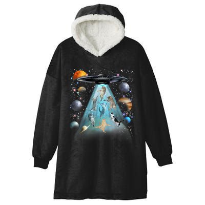 Cat Alien Ufo Gifts Space Cat Galaxy Cat Funny For Cat Dad Cat Mom Cat Lover Hooded Wearable Blanket