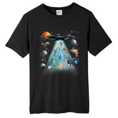 Cat Alien Ufo Gifts Space Cat Galaxy Cat Funny For Cat Dad Cat Mom Cat Lover Tall Fusion ChromaSoft Performance T-Shirt