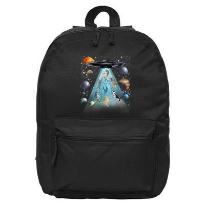 Cat Alien Ufo Gifts Space Cat Galaxy Cat Funny For Cat Dad Cat Mom Cat Lover 16 in Basic Backpack