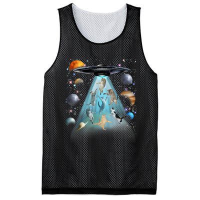 Cat Alien Ufo Gifts Space Cat Galaxy Cat Funny For Cat Dad Cat Mom Cat Lover Mesh Reversible Basketball Jersey Tank