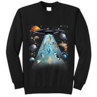 Cat Alien Ufo Gifts Space Cat Galaxy Cat Funny For Cat Dad Cat Mom Cat Lover Tall Sweatshirt