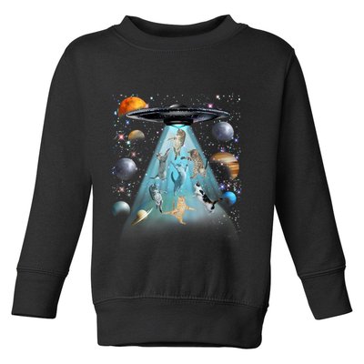 Cat Alien Ufo Gifts Space Cat Galaxy Cat Funny For Cat Dad Cat Mom Cat Lover Toddler Sweatshirt