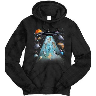 Cat Alien Ufo Gifts Space Cat Galaxy Cat Funny For Cat Dad Cat Mom Cat Lover Tie Dye Hoodie