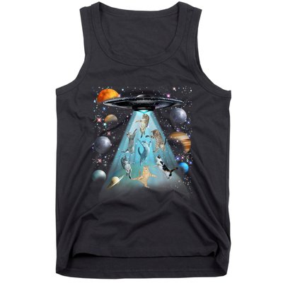 Cat Alien Ufo Gifts Space Cat Galaxy Cat Funny For Cat Dad Cat Mom Cat Lover Tank Top