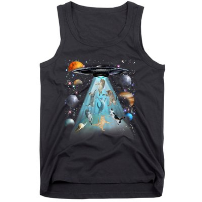 Cat Alien Ufo Gifts Space Cat Galaxy Cat Funny For Cat Dad Cat Mom Cat Lover Tank Top