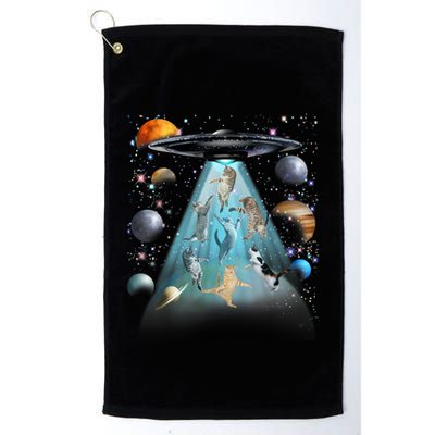 Cat Alien Ufo Gifts Space Cat Galaxy Cat Funny For Cat Dad Cat Mom Cat Lover Golf Towel