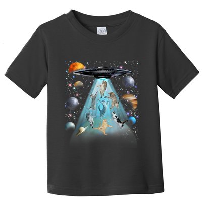 Cat Alien Ufo Gifts Space Cat Galaxy Cat Funny For Cat Dad Cat Mom Cat Lover Toddler T-Shirt