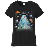 Cat Alien Ufo Gifts Space Cat Galaxy Cat Funny For Cat Dad Cat Mom Cat Lover Women's T-Shirt