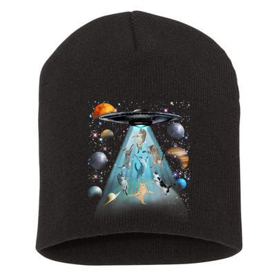 Cat Alien Ufo Gifts Space Cat Galaxy Cat Funny For Cat Dad Cat Mom Cat Lover Short Acrylic Beanie