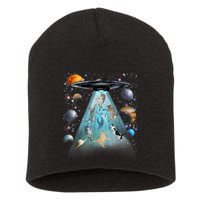 Cat Alien Ufo Gifts Space Cat Galaxy Cat Funny For Cat Dad Cat Mom Cat Lover Short Acrylic Beanie