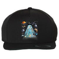 Cat Alien Ufo Gifts Space Cat Galaxy Cat Funny For Cat Dad Cat Mom Cat Lover Wool Snapback Cap