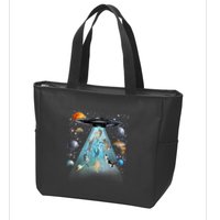 Cat Alien Ufo Gifts Space Cat Galaxy Cat Funny For Cat Dad Cat Mom Cat Lover Zip Tote Bag