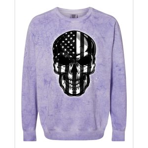 Cool American USA Flag Grunge Skull Colorblast Crewneck Sweatshirt