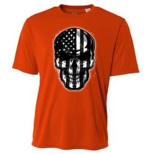 Cool American USA Flag Grunge Skull Cooling Performance Crew T-Shirt