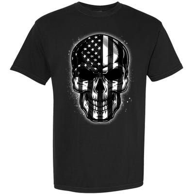 Cool American USA Flag Grunge Skull Garment-Dyed Heavyweight T-Shirt