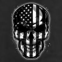 Cool American USA Flag Grunge Skull 7 Panel Mesh Trucker Snapback Hat