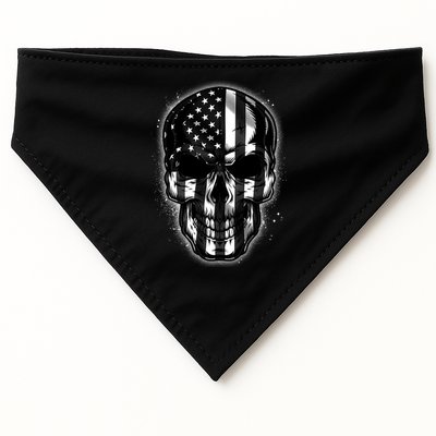 Cool American USA Flag Grunge Skull USA-Made Doggie Bandana