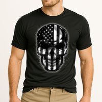 Cool American USA Flag Grunge Skull Cooling Performance Crew T-Shirt