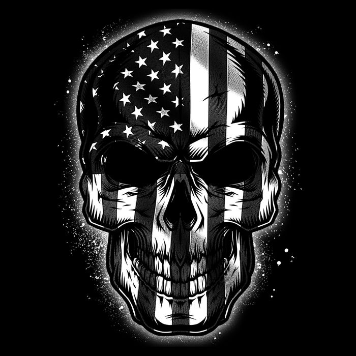 Cool American USA Flag Grunge Skull Cooling Performance Crew T-Shirt