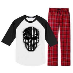 Cool American USA Flag Grunge Skull Raglan Sleeve Pajama Set